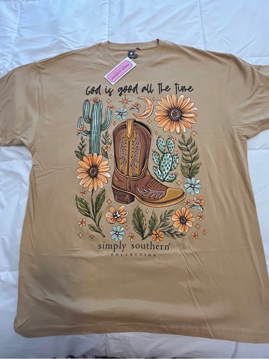 Simply Southern Tops - Simply Southern “God Is Good All The Time” Gold Size Medium